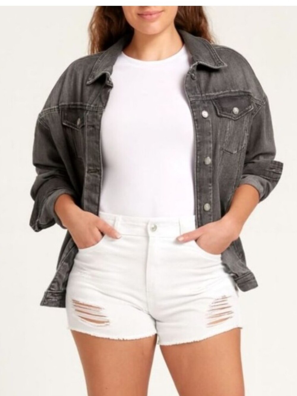 torrid First At Fit White Distressed Denim Jean Shorts-size 14